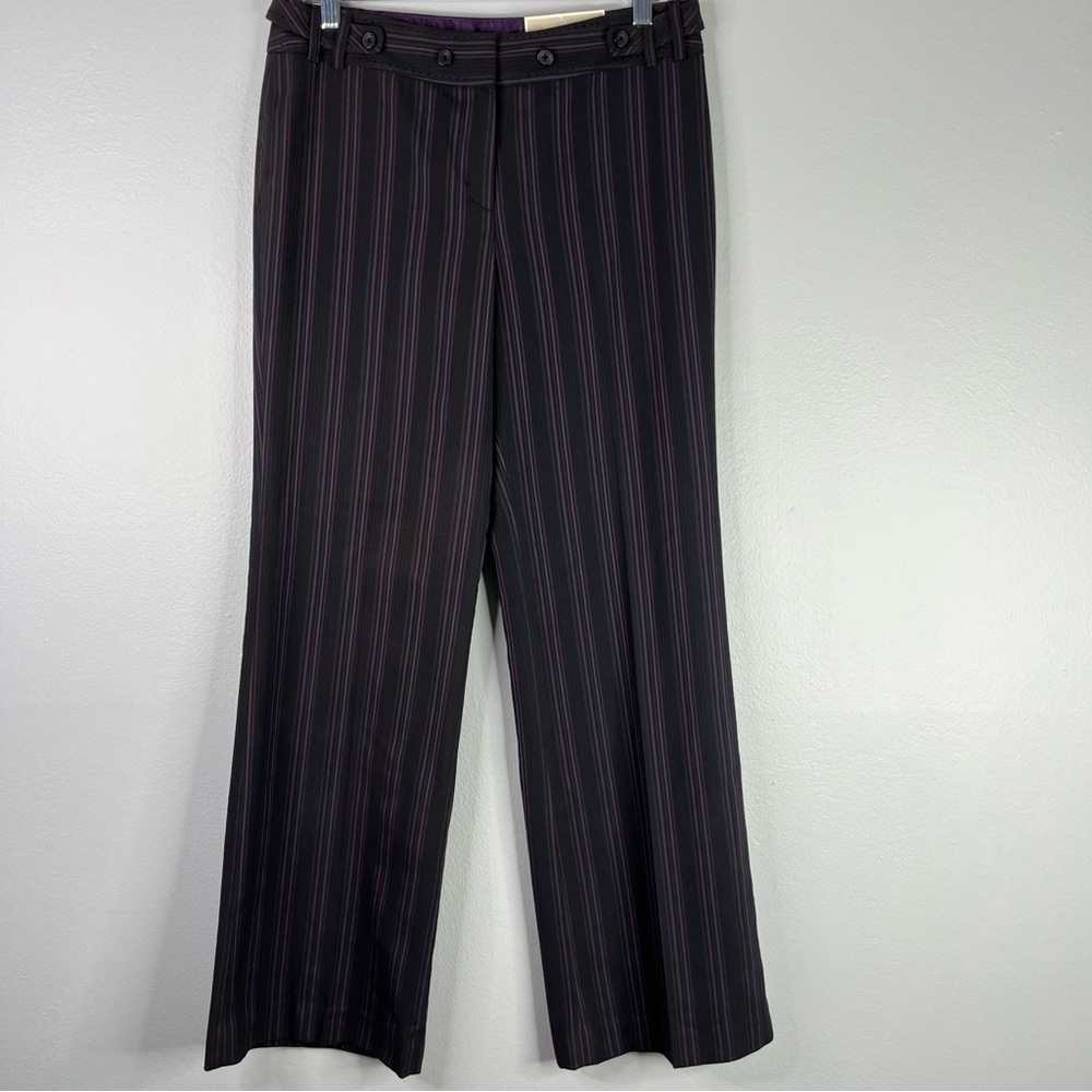 Cato Pants Women’s 8 Purple Black Stripe Contemporary Lower Rise Straight Leg - Picture 3 of 13